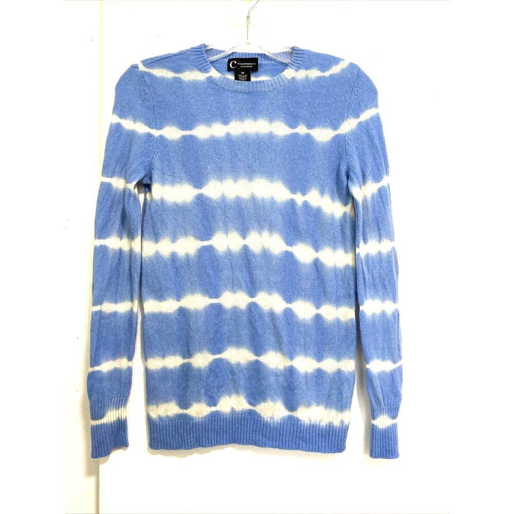 C by Bloomingdales Cashmere Sweater Size XS Blue Women Tie Dye Long Sleeve 2Ply
